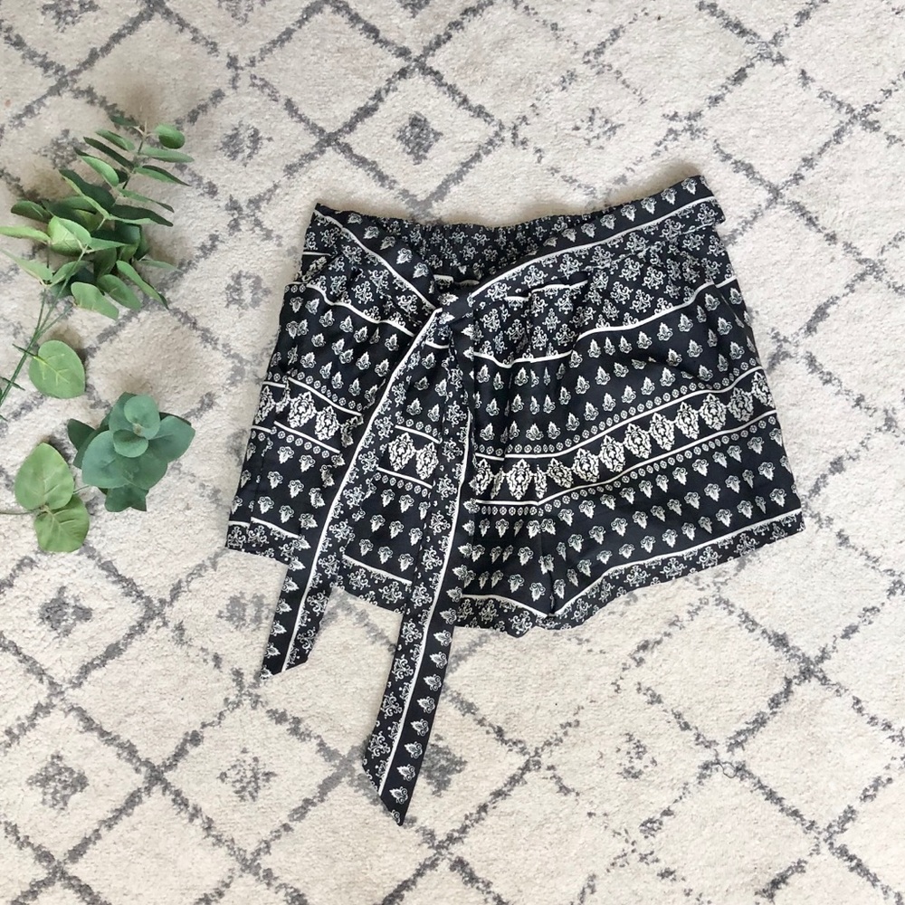 Black and white fabric shorts